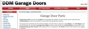 A screen print of the DDM's Garage Door Parts page.