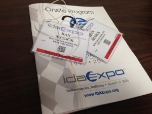 International Door Association Expo 2015 onsite program and event badges.