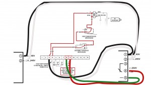 An Omron E3JM photo eyes wiring diagram for PowerMaster garage door operators.