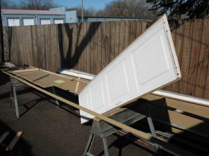 An image of a white clad-wood panel.