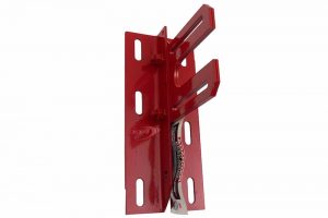 A Raynor Garage Door Center Spring Bracket Commercial DBL that is Red Powder Coated.