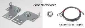 An image of end bearing plates, center bearing and cables that are part of the special offer for free garage door hardware.