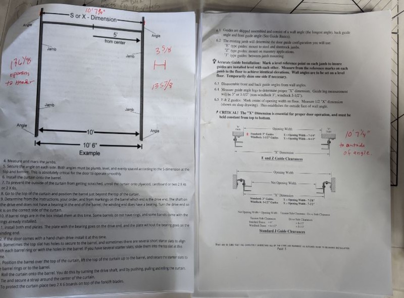 Printed instructions on "How to Install a Steel Rolling Door."