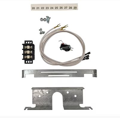 A view of the components that are included with the conversion kit that provides power to activate the counter.