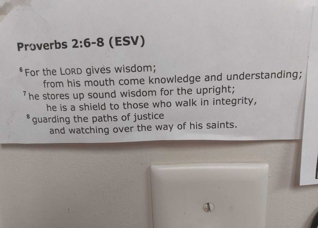 Proverbs 2:6-8 reminding me where wisdom and security come from