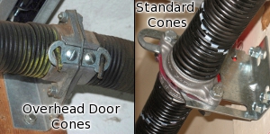 Overhead Door versus standard torsion spring cones